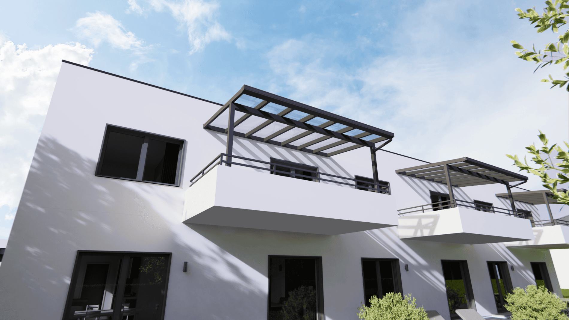 Balkonüberdachung Aluminium mit Glasdach