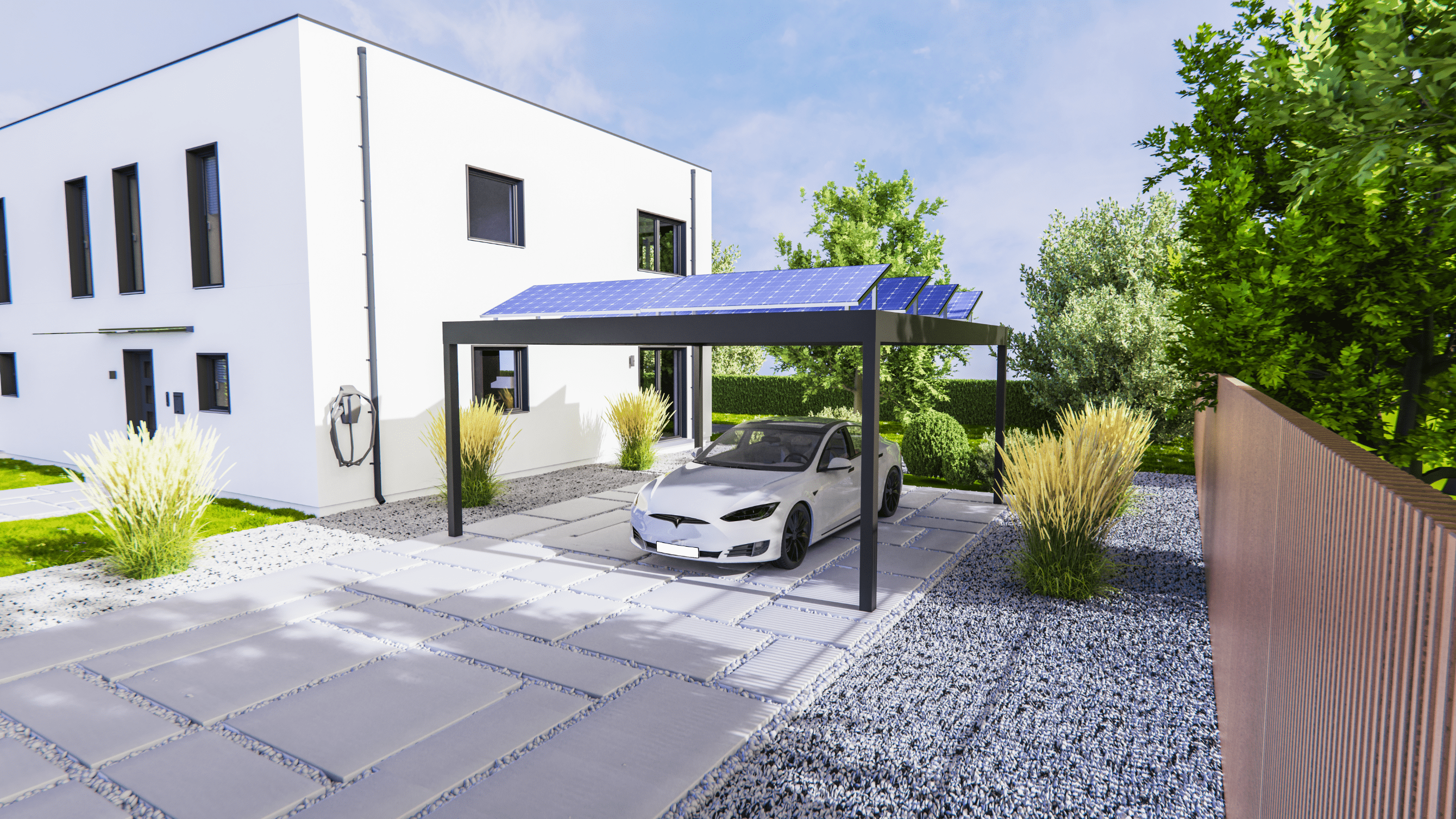Carport Flat Line Flachdach mit Trapezblech