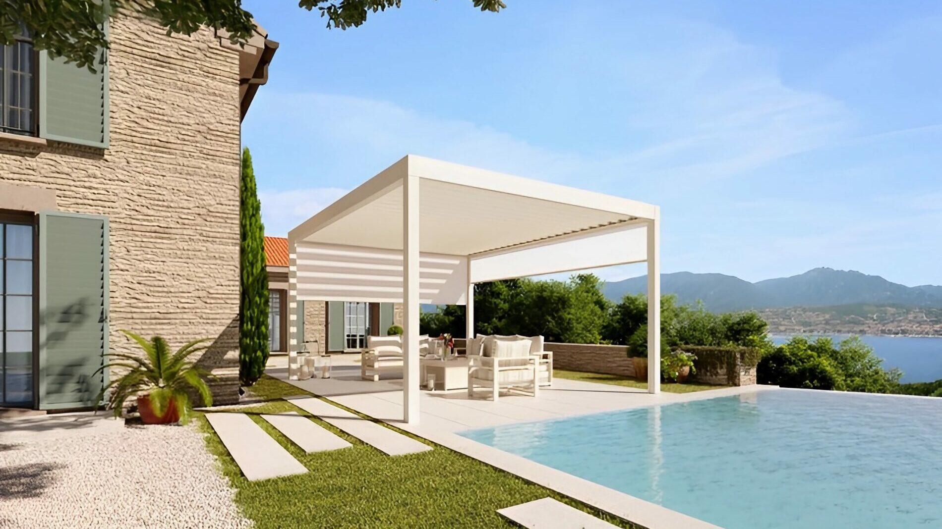 Lamellendach Terrasse SunPro Plus in Anthrazit