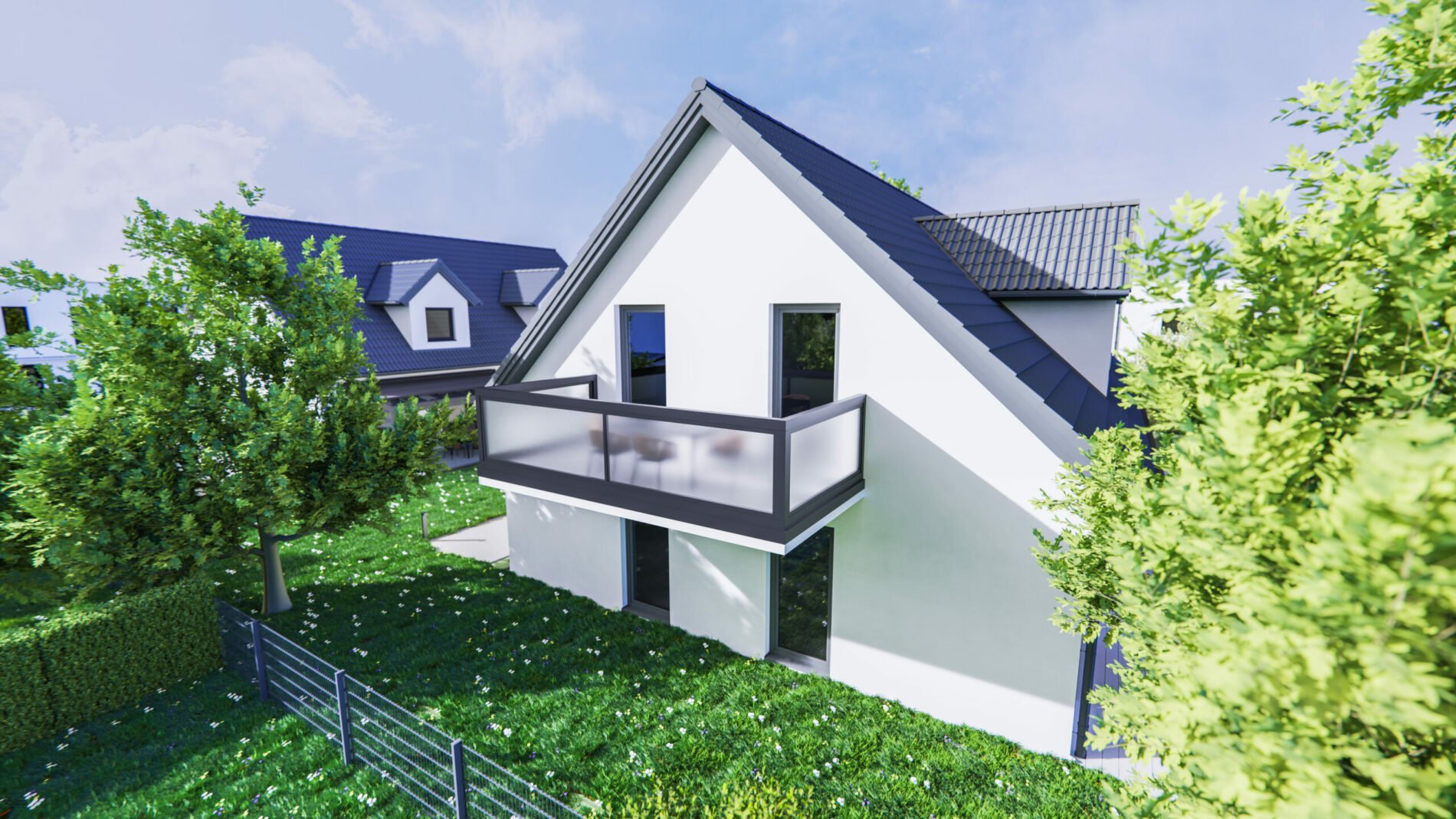 Geländer Aluminium mit Glasfüllung auf Terrasse