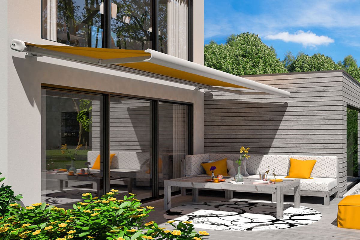 Markise Terrasse Stoffmuster Unifarbe
