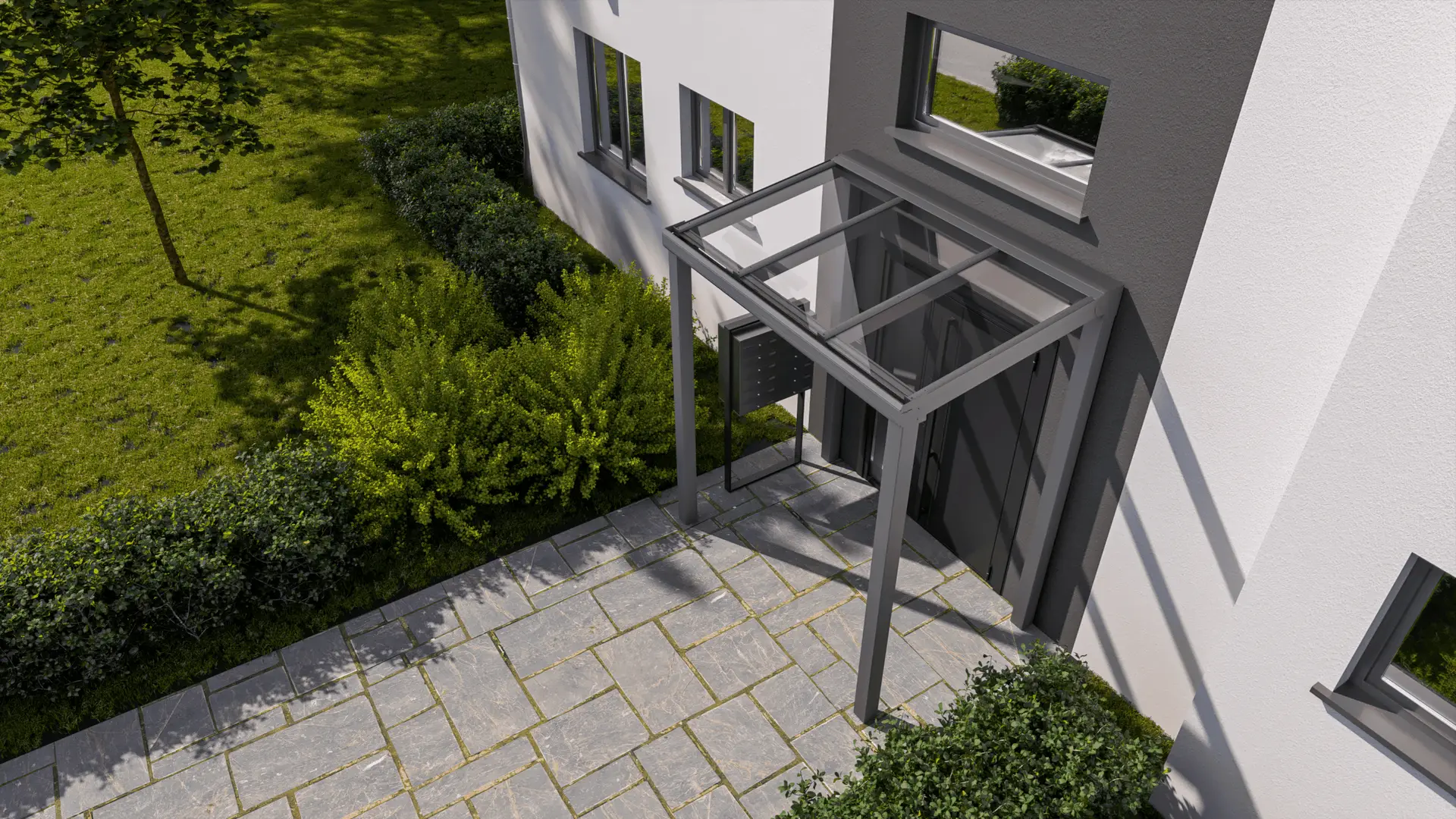 Eingangsüberdachung Aluminium am Hauseingang